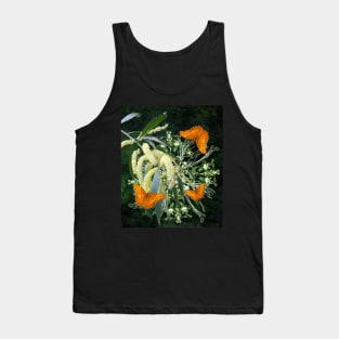 butterflies and wattle with green abstract bouquet Tank Top